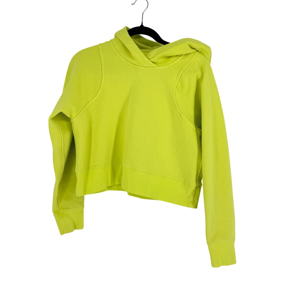 Lululemon Women Neon Yellow Scuba Cropped Hoodie Athleisure Sporty Size 8